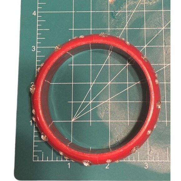 Red‎ Bangle with Rhinestones women OS - Picture 6 of 6